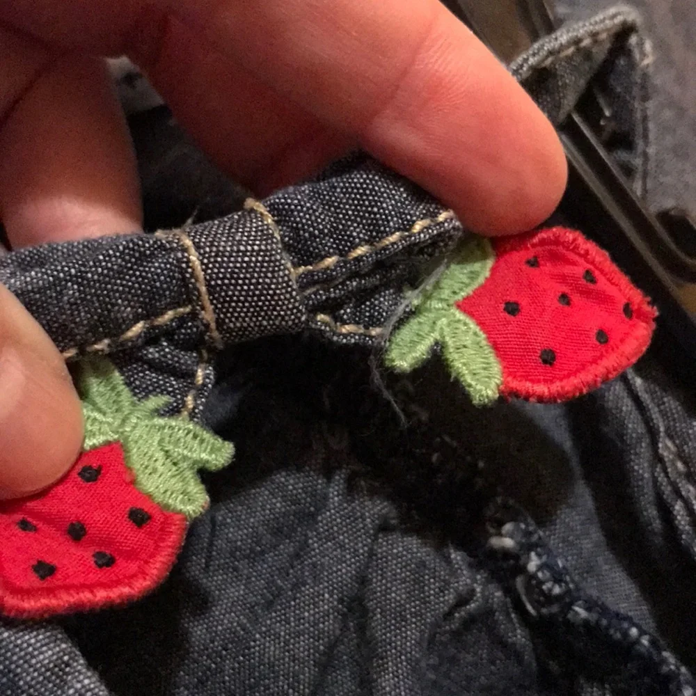 RARE Gymboree 2T Strawberry strap chambray denim ruffle bodice sun dress EUC